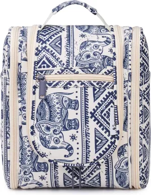 Narwey Small Hanging Toiletry Bag Women Travel Makeup Bag Organizer Toiletries Bag for Travel Size Essentials Accessories Cosmetics (Medium, Elephant)