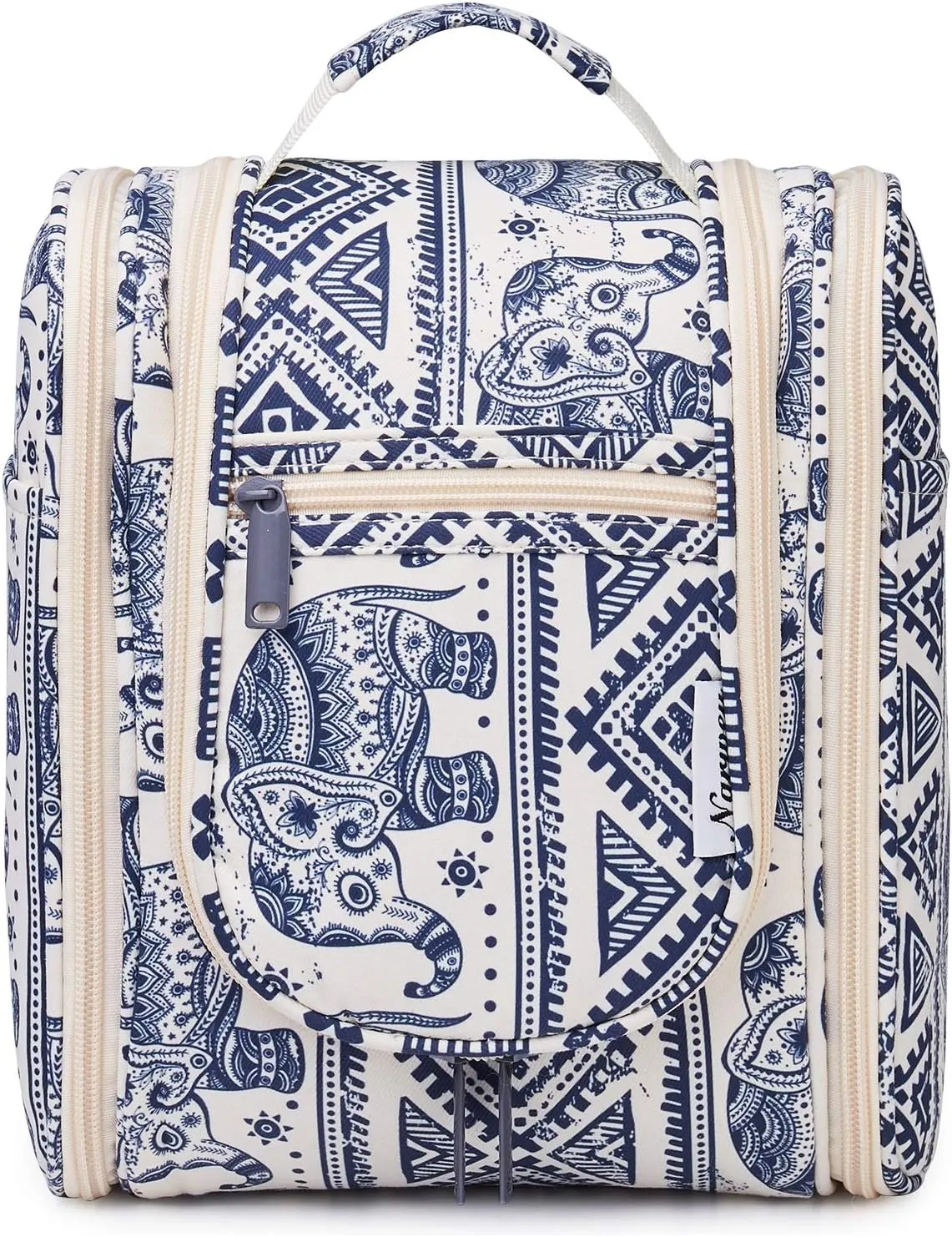 Narwey Small Hanging Toiletry Bag Women Travel Makeup Bag Organizer Toiletries Bag for Travel Size Essentials Accessories Cosmetics (Medium, Elephant)