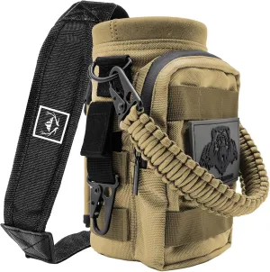 NATURE PIONEOR 32 64 128oz Tactical Water Bottle Pouch, Multi-Function Tactical Water Bottle Bag with Adjustable Shoulder Strap, Half/One Gallon Molle Strap Carrier Holder