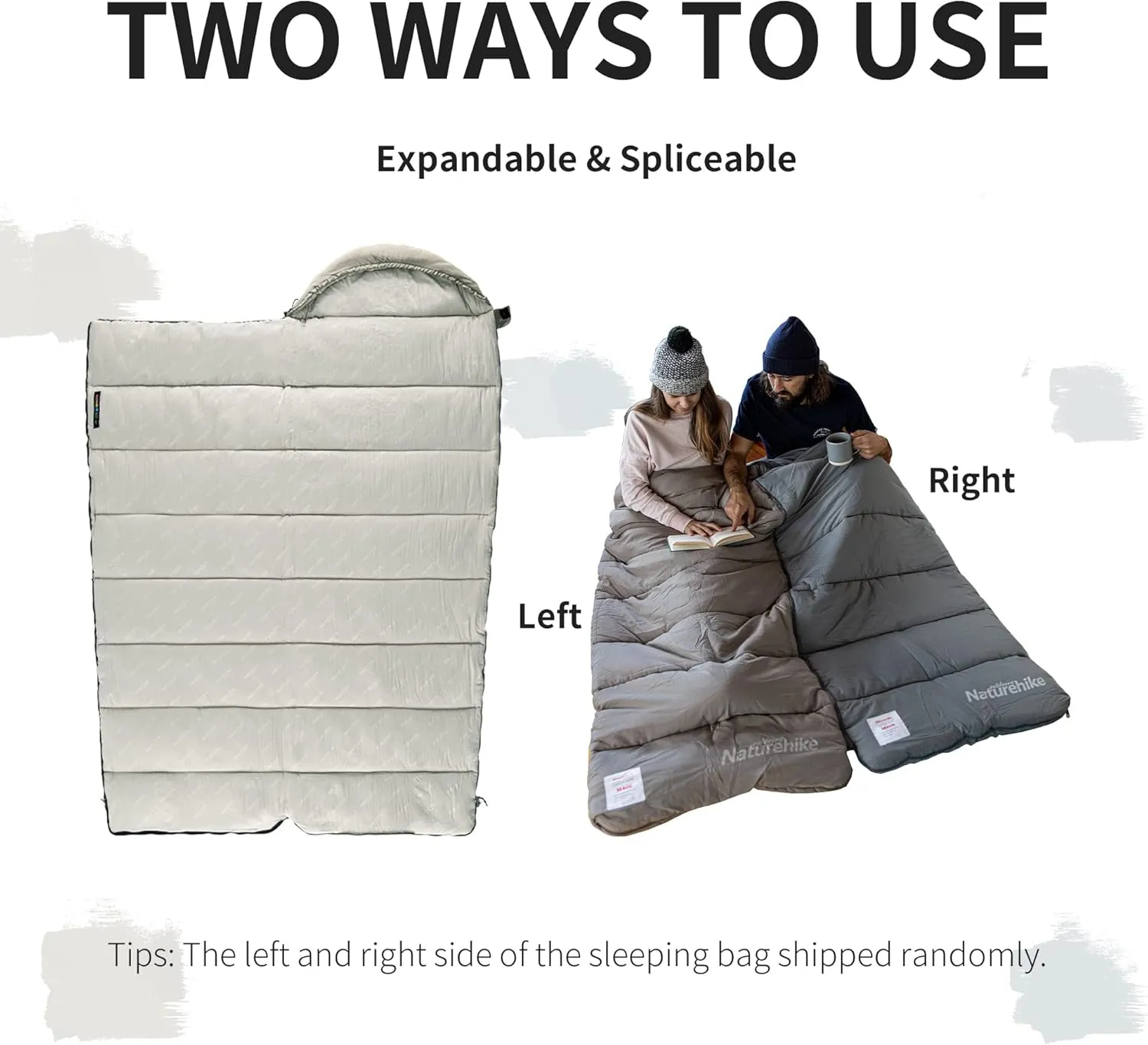 Naturehike Sleeping Bag for Adults with Hood, 33-53℉ Lightweight Hollow Cotton Sleeping Bag, 3 Seasons Waterproof Spliceable Sleeping Bags for Camping, Hiking, Traveling