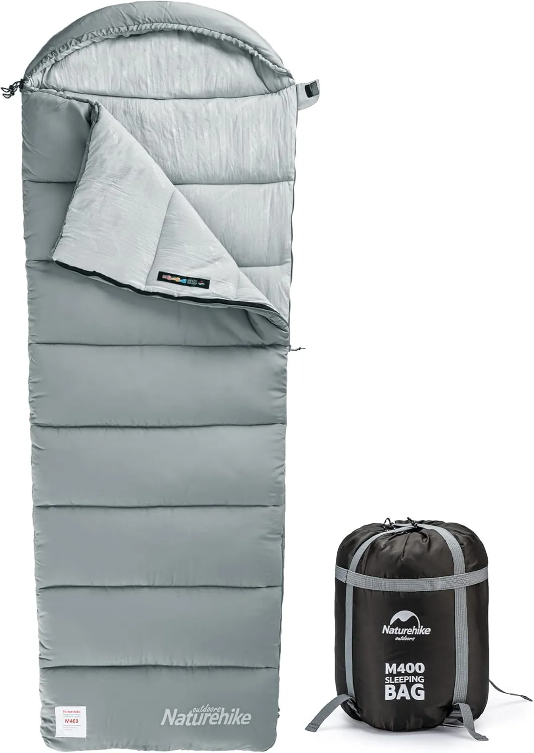 Naturehike Sleeping Bag for Adults with Hood, 33-53℉ Lightweight Hollow Cotton Sleeping Bag, 3 Seasons Waterproof Spliceable Sleeping Bags for Camping, Hiking, Traveling