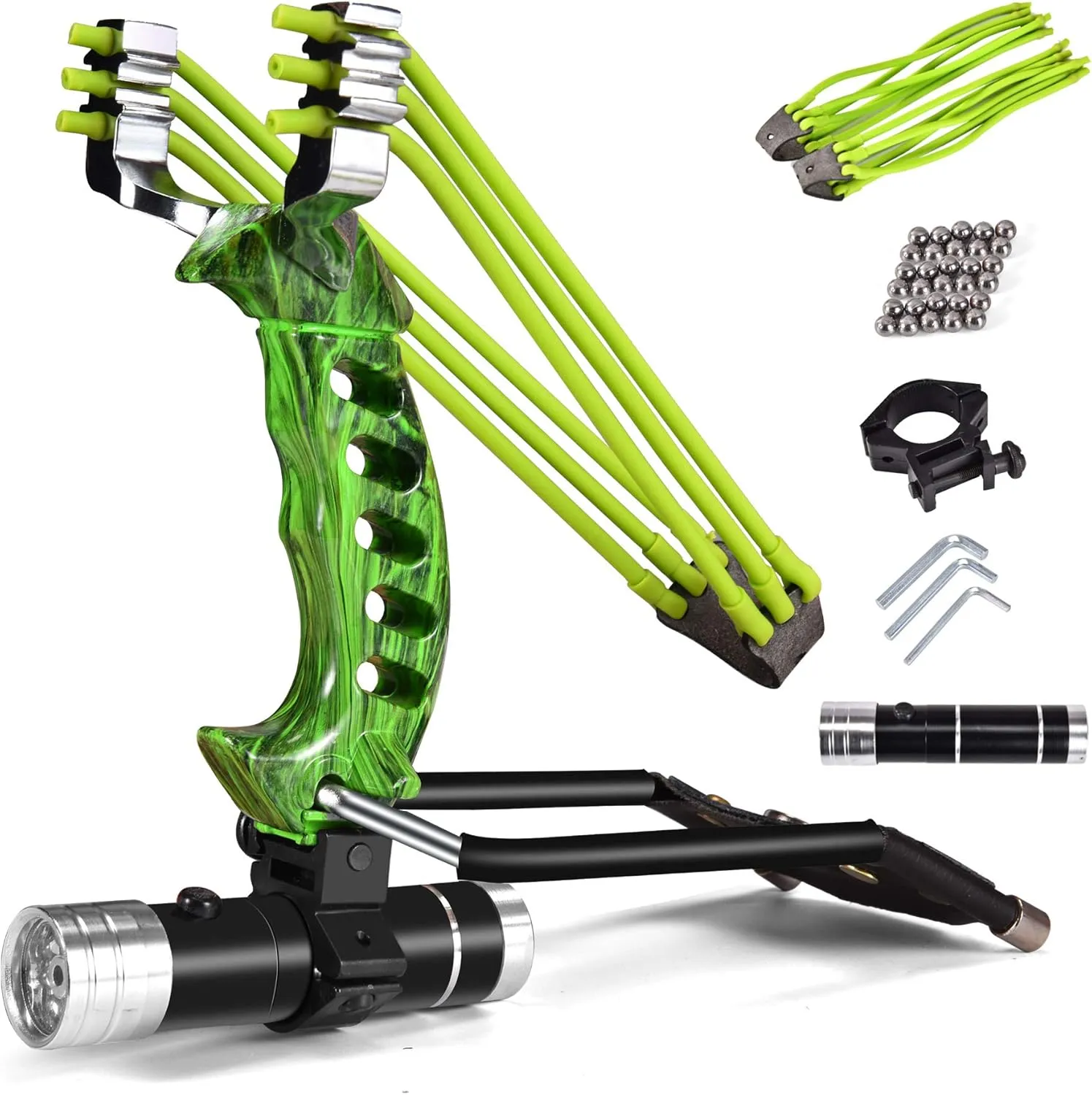 NERUB Hunting Professional Slingshot Set Wrist Slingshot Rocket Hunting Slingshots with Heavy Duty Launching Bands High Velocity Hunting Catapults