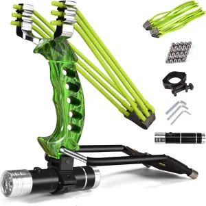 NERUB Hunting Professional Slingshot Set Wrist Slingshot Rocket Hunting Slingshots with Heavy Duty Launching Bands High Velocity Hunting Catapults