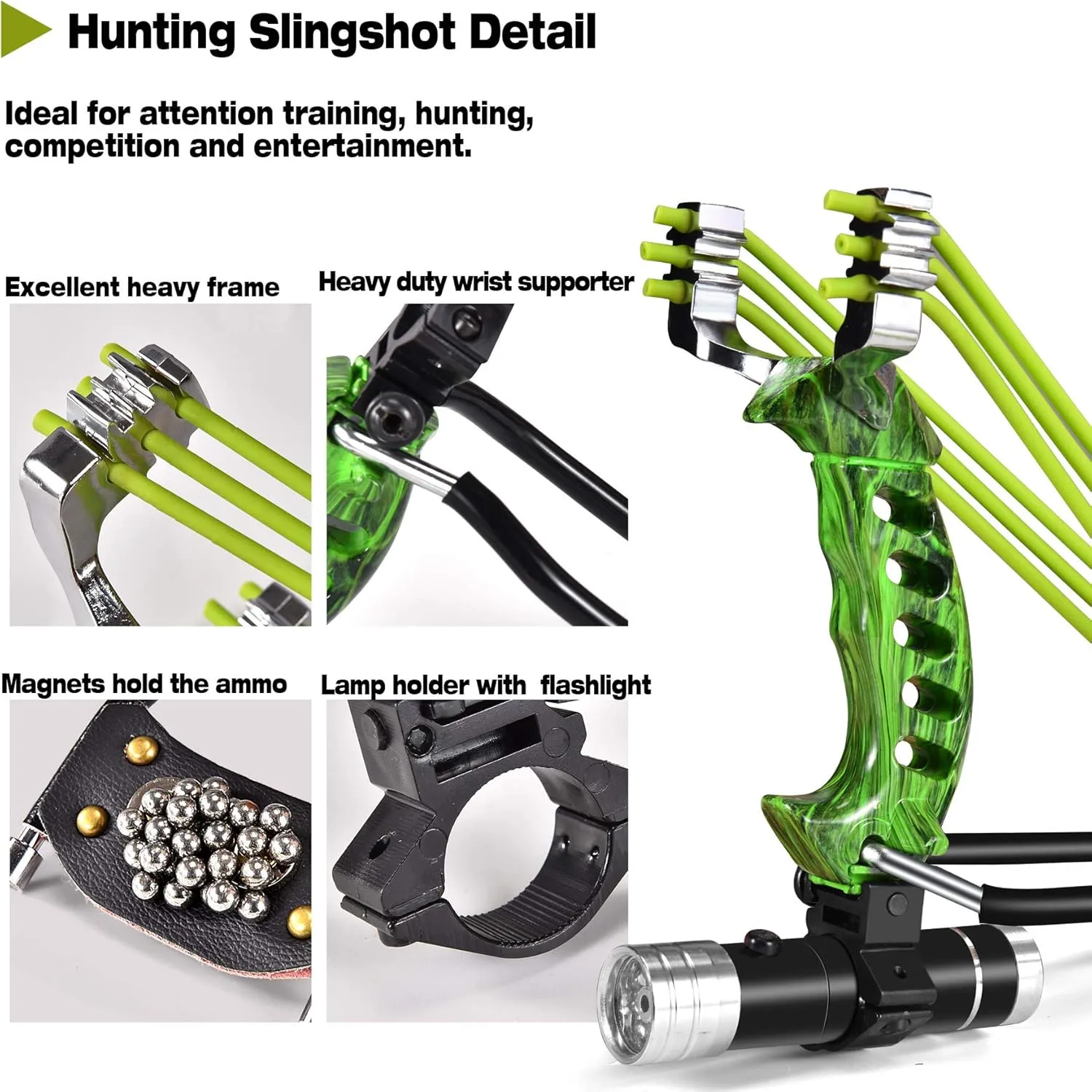 NERUB Hunting Professional Slingshot Set Wrist Slingshot Rocket Hunting Slingshots with Heavy Duty Launching Bands High Velocity Hunting Catapults