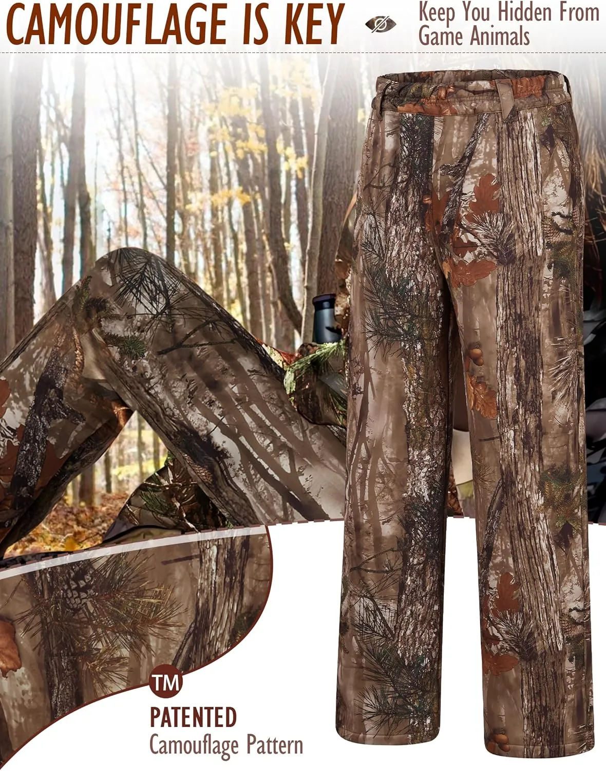 NEW VIEW Womens Camo Hunting Pants, Warm Fleece Lined Hunting Trousers, Lightweight Hunter Pants for Deer Duck Turkey Hunting