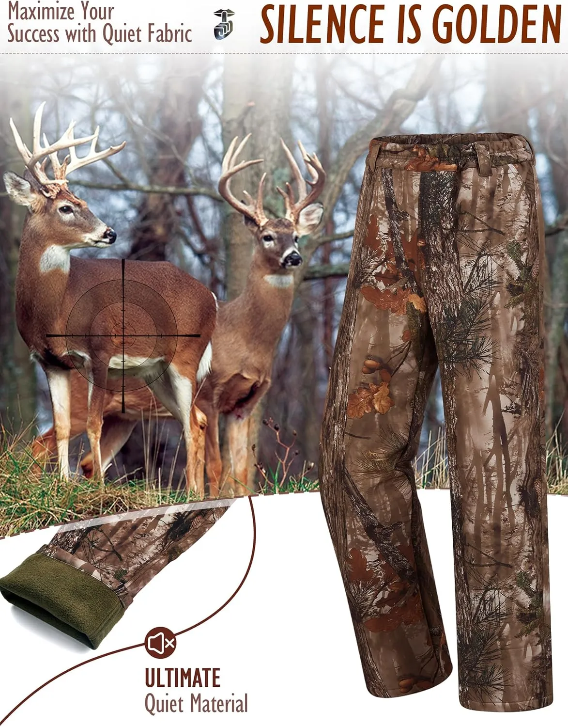 NEW VIEW Womens Camo Hunting Pants, Warm Fleece Lined Hunting Trousers, Lightweight Hunter Pants for Deer Duck Turkey Hunting