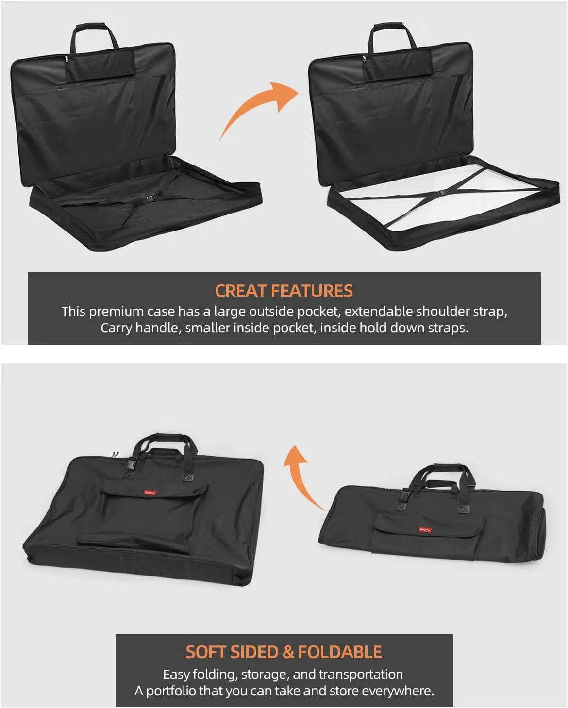 Nicpro Art Portfolio Bag 24 x 36 Inches Waterproof Nylon Artist Carrying Bag Soft Sided with Shoulder Strap, Storage Case for Artwork Sketch Drawing Canvas Photography Poster Solar Panel
