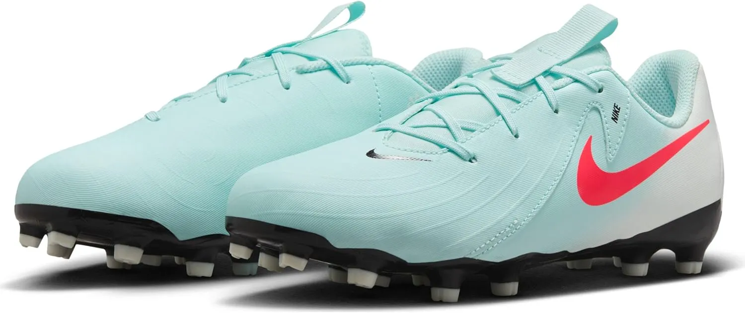 Nike Jr. Phantom GX 2 Academy Little/Big Kids' MG Low-Top Soccer Cleats (FD6722-300, Mint/Off Noir/Atomic Red)