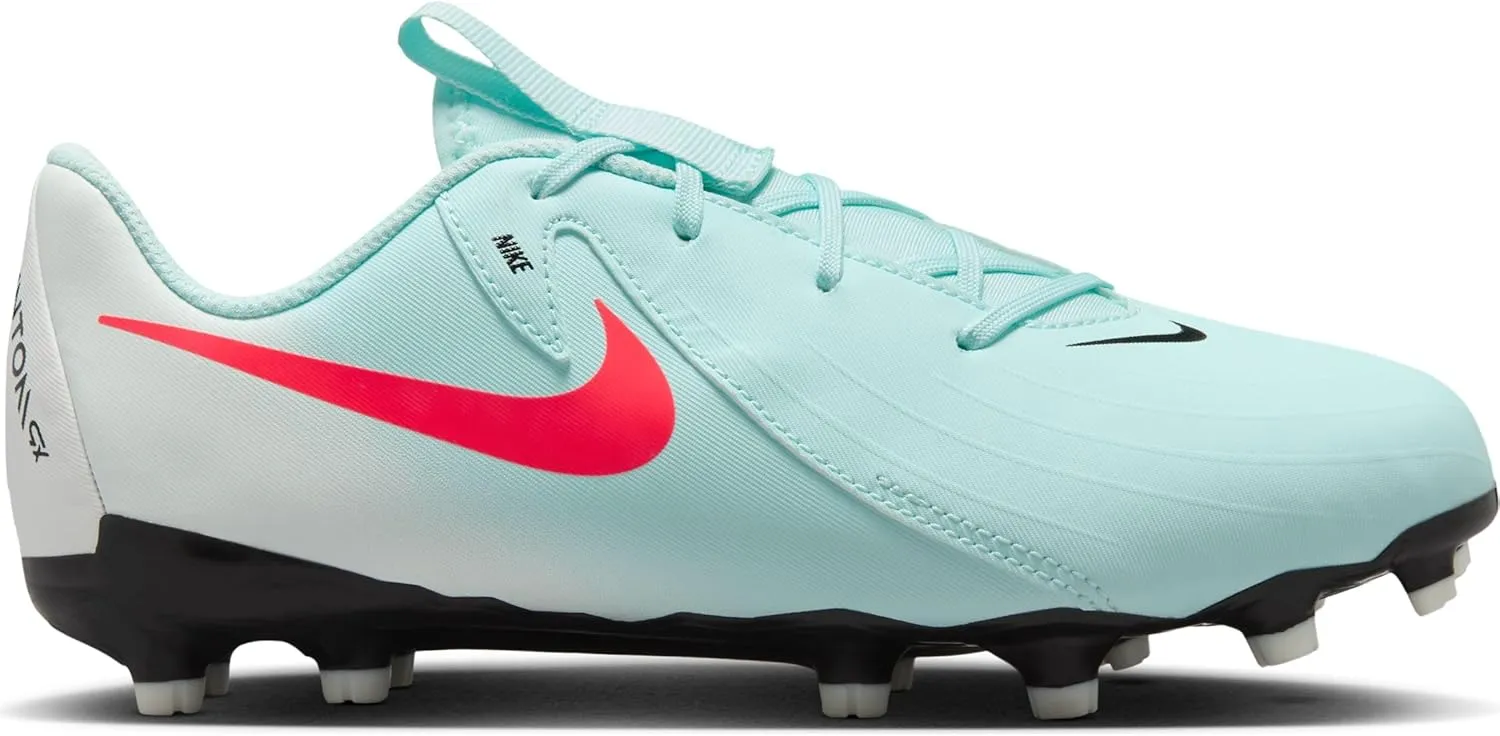 Nike Jr. Phantom GX 2 Academy Little/Big Kids' MG Low-Top Soccer Cleats (FD6722-300, Mint/Off Noir/Atomic Red)