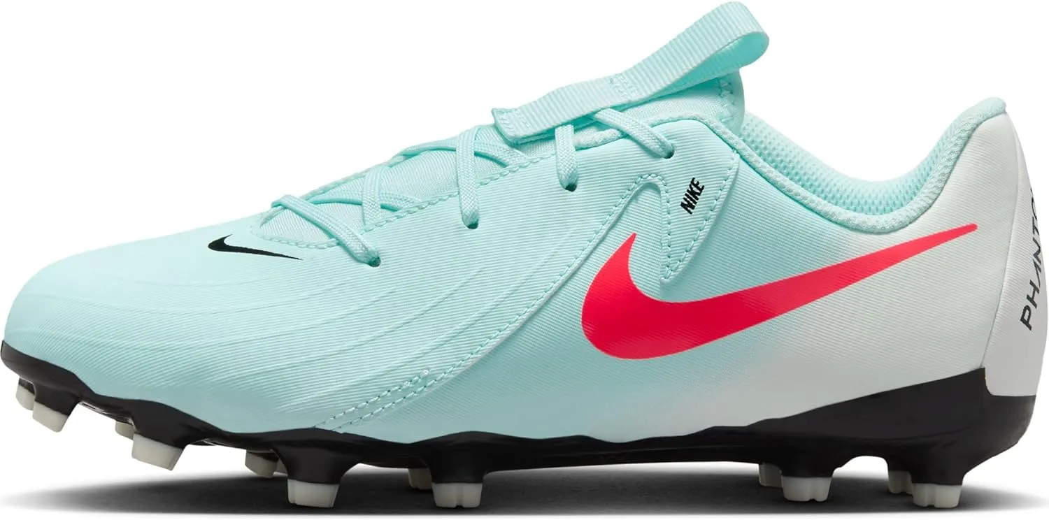 Nike Jr. Phantom GX 2 Academy Little/Big Kids' MG Low-Top Soccer Cleats (FD6722-300, Mint/Off Noir/Atomic Red)