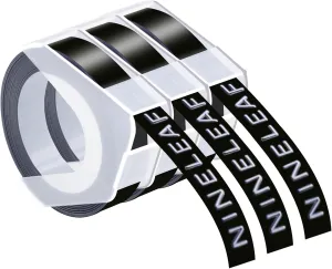 NineLeaf 3 Pack Compatible for Dymo 520109 9mm 3D Embossing Label Maker Tape 3/8'' White on Black 3D Plastic Labels for Organizer Xpress Pro, MoTEX E101 E404, Office Mate II