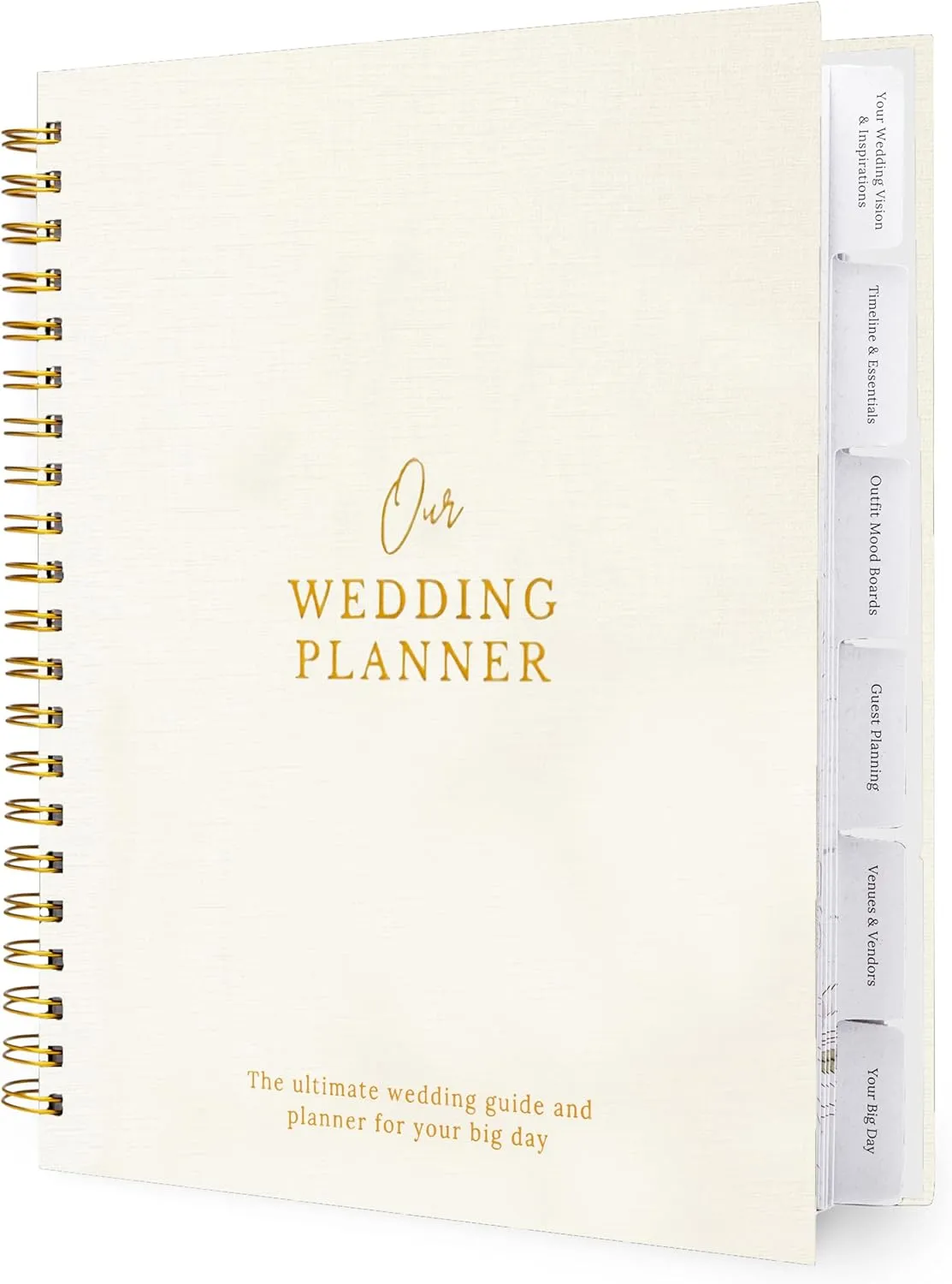 Nook Theory Comprehensive Linen Wedding Planner and Keepsake - Perfect for Newly Engaged Gift, Wedding Planning and Organizer Book for the Bride (Cream)