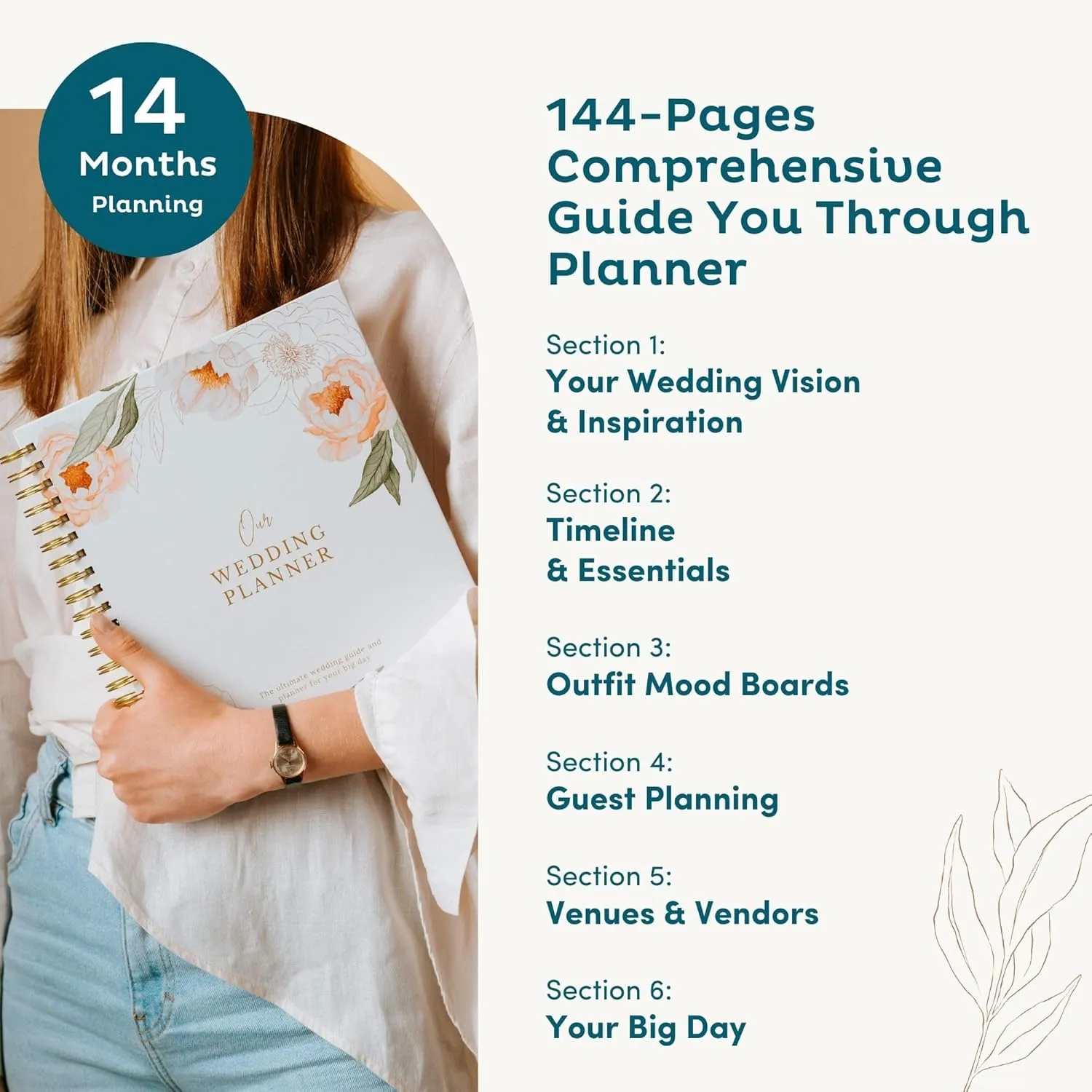 Nook Theory Comprehensive Wedding Planner and Keepsake - Perfect for Newly Engaged Gift, Wedding Planning and Organizer Book for the Bride (Blossom)