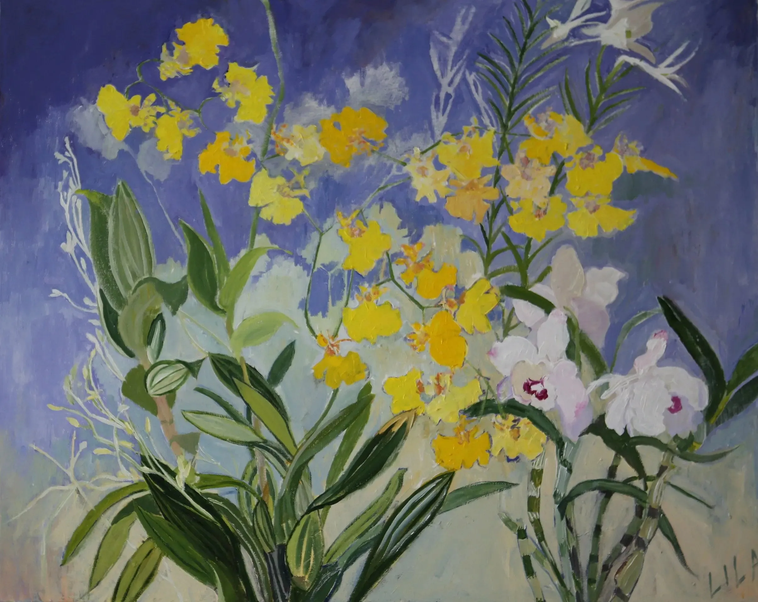 Norms Orchids C-LB333 Acrylic Flower Paintings by Lila Bacon 05-2020 24x30