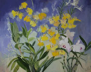 Norms Orchids C-LB333 Acrylic Flower Paintings by Lila Bacon 05-2020 24x30