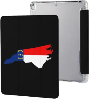 North Carolina State Flag Map Protective Case Compatible with Ipad 2017/2018/Air1/Air2/Air3/Pro with Pen Slot Kickstand