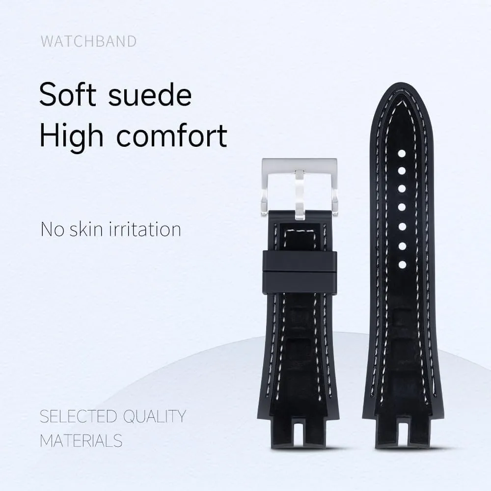 Nubuck Leather Silicone Watch Band For Roger Dubuis Strap For EXCALIBUR Series Belt Accessories