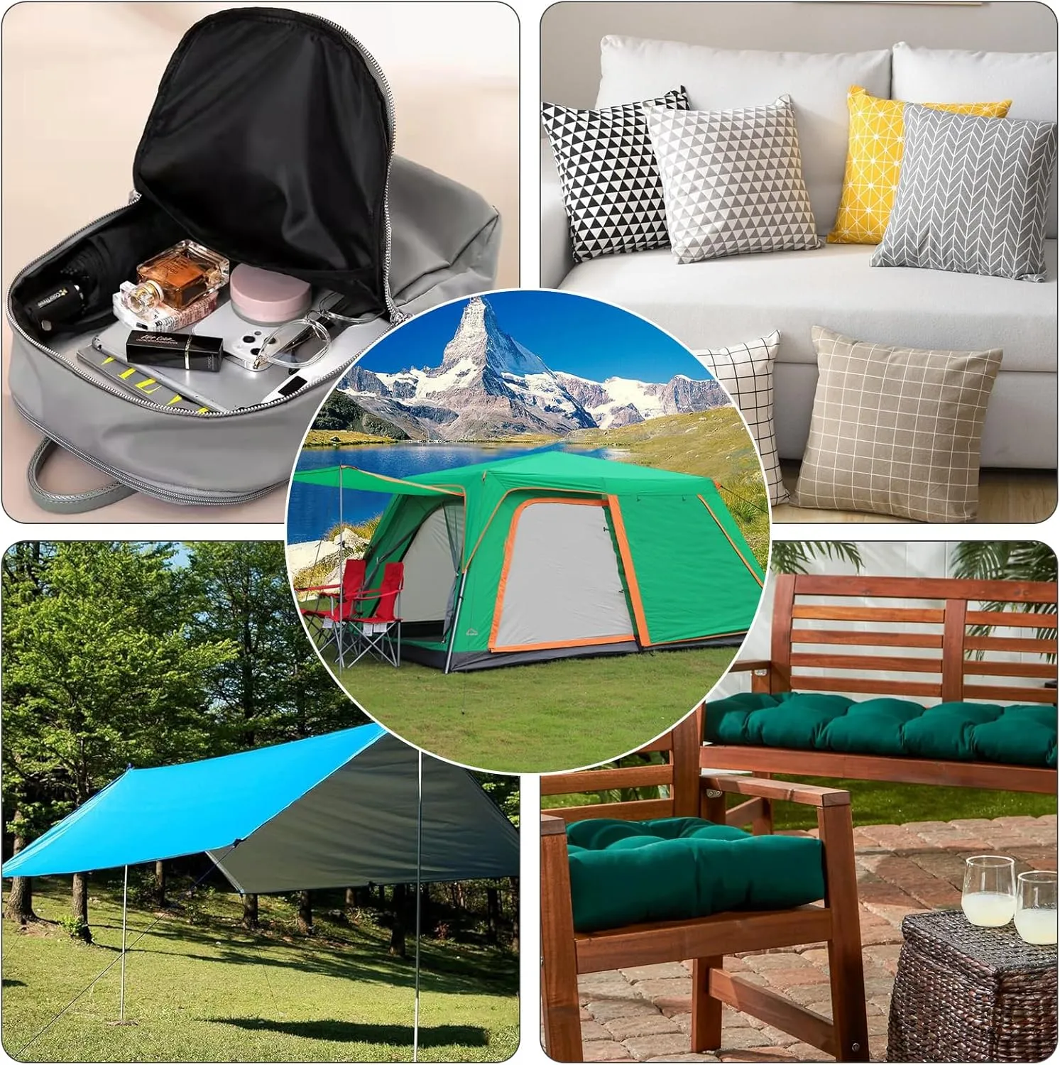 Nylon Fabric, 58" W 420D Waterproof Fabric 5 Yard Ripstop Nylon Fabric Outdoor Upholstery Twill Sewing Fabric for Patio Chair, Lining, Cushion, Purse, Tote Bag, Tent, Tarp Cover, DIY Project Khaki