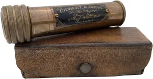 OCEAN REPLICAS Handmade Brass Kaleidoscope with Leather Case, Vintage Collectible Kaleidoscope, Unique Gift for Loved Ones, Antique Style Brass Decor