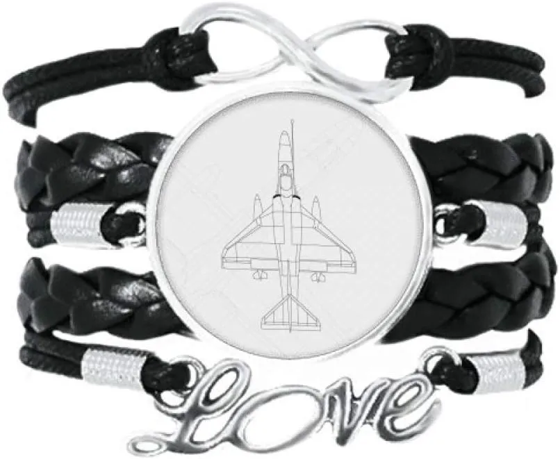 OFFbb-USA Fighter Aviation Line Art Deco Gift Fashion Bracelet Love Accessory Twisted Leather Knitting Rope Wristband Gift