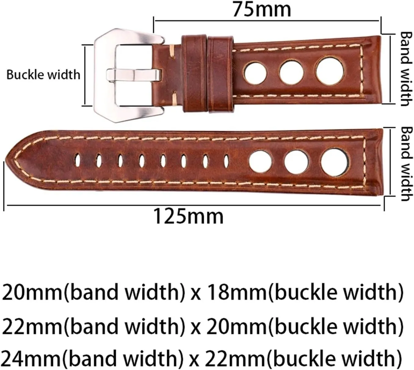Oil Wax Cowhide Watchbands 22mm 24mm Dark Brown Women Men Fashion Genuine Leather Watch Band Strap Belt With Pin Buckle