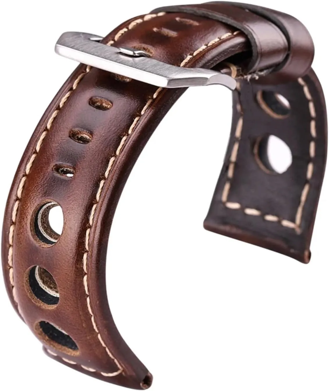 Oil Wax Cowhide Watchbands 22mm 24mm Dark Brown Women Men Fashion Genuine Leather Watch Band Strap Belt With Pin Buckle