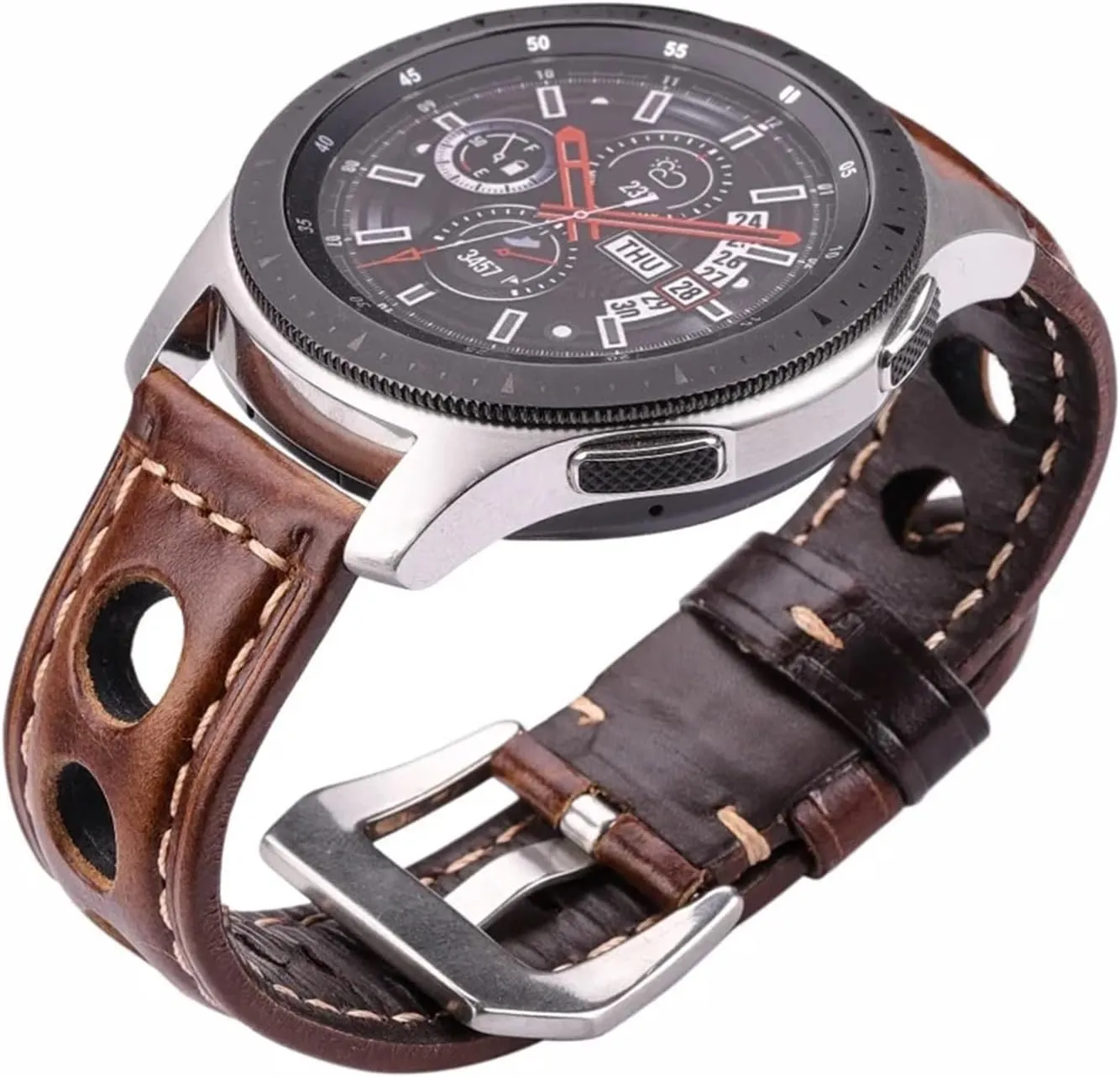 Oil Wax Cowhide Watchbands 22mm 24mm Dark Brown Women Men Fashion Genuine Leather Watch Band Strap Belt With Pin Buckle