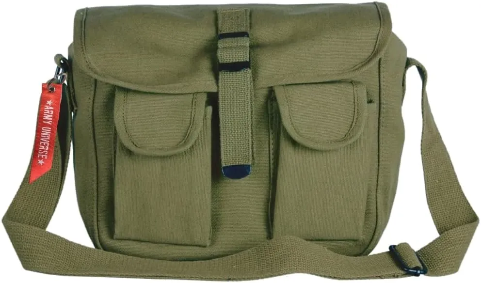 Olive Drab Green Canvas Ammo Military Shoulder Bag Tactical Ammo Pack Mini Shoulder Bag with Strap