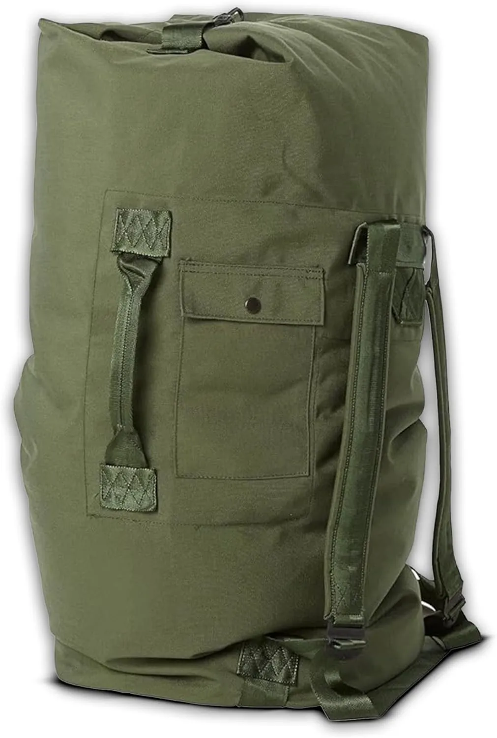 Olive Drab Green Military Style Duffle – 70 lb Nylon Tactical Bag w/Padded Straps – Water Resistant Large Travel, Gym, Camping & Hunting Gear Bag