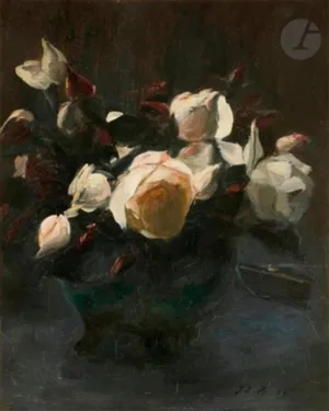 OMAiiiRTi Famous Art Posters Print Canvas Paining Vase De Roses by Jacques Emile Blanche Artwork Oil Painting for Home Decor 60x90cm