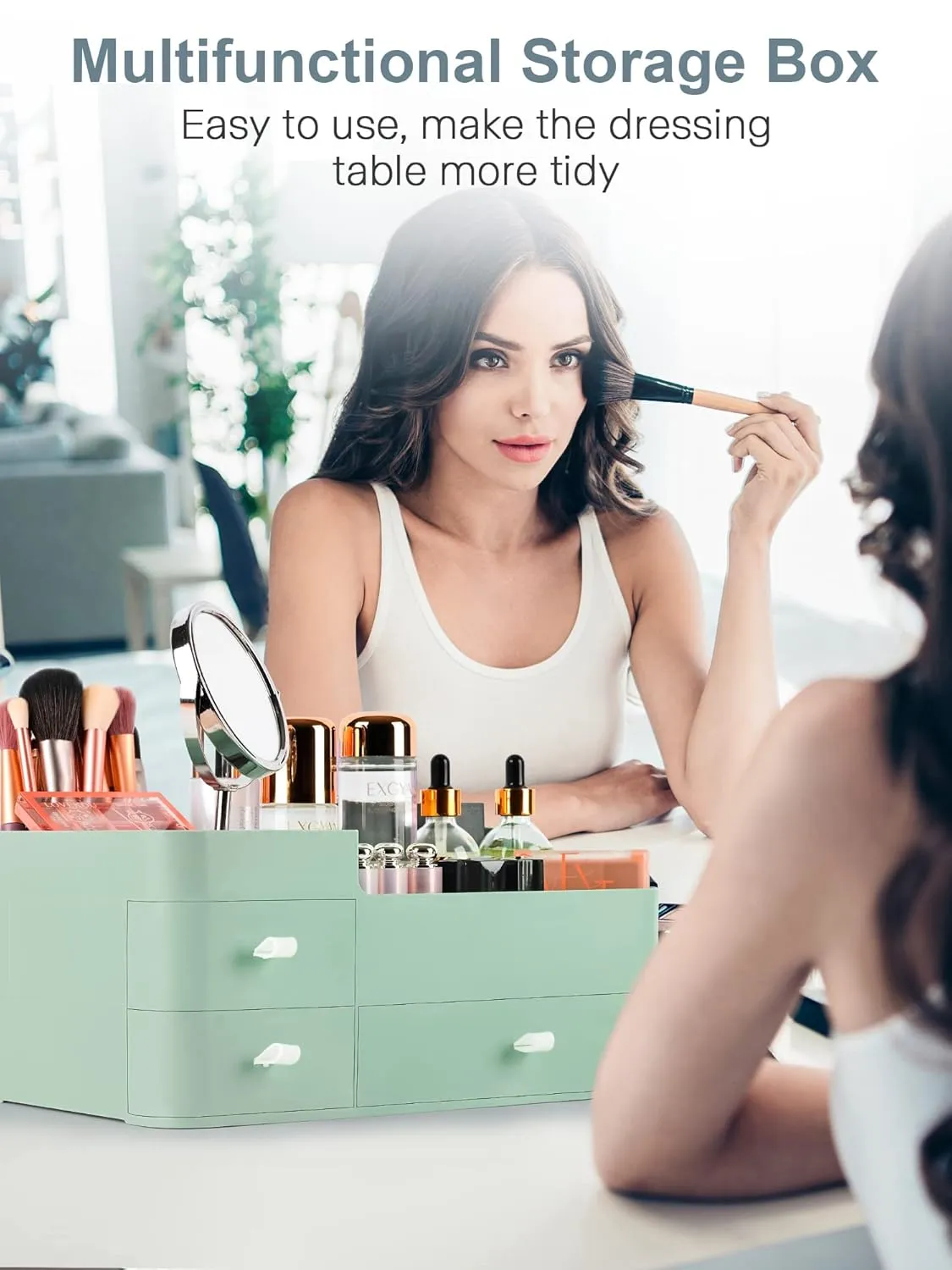 ONXE Makeup Organizer with Drawers,Large Capacity Countertop Organizer for Vanity,Bathroom and Bedroom Desk Cosmetics Organizer for Skin Care,Brushes, Eyeshadow, Lotions, Lipstick, Nail Polish