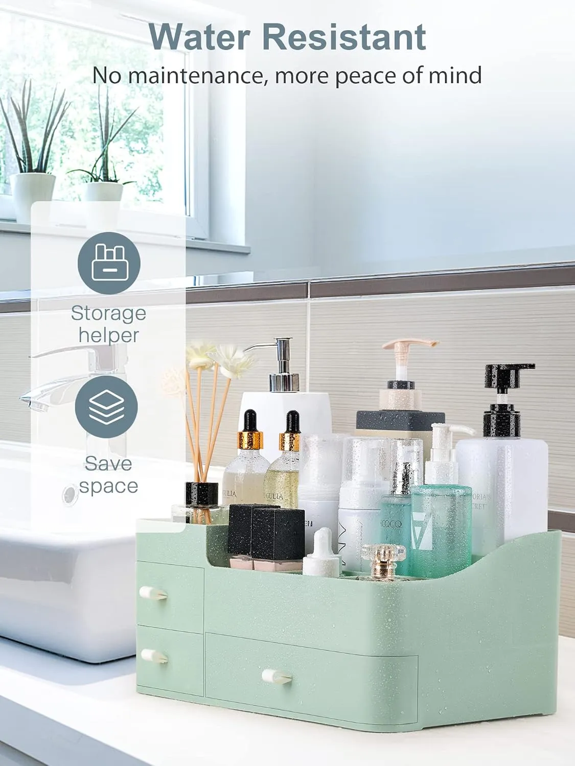ONXE Makeup Organizer with Drawers,Large Capacity Countertop Organizer for Vanity,Bathroom and Bedroom Desk Cosmetics Organizer for Skin Care,Brushes, Eyeshadow, Lotions, Lipstick, Nail Polish