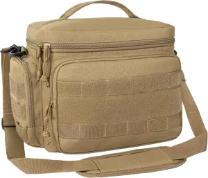 OPUX Tactical Lunch Box for Men, Tan Mens Insulated Lunch Bag for Adult, Leakproof Soft Lunch Cooler with MOLLE Mesh Side Pockets, Multicam Heavy Duty Lunchbox Pail for Work Women, Large, 18 Cans