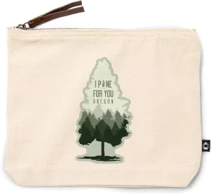 Oregon, I Pine for You, Alternate, 100% Cotton Zipper Pouch, Travel Accessory, Go Bag