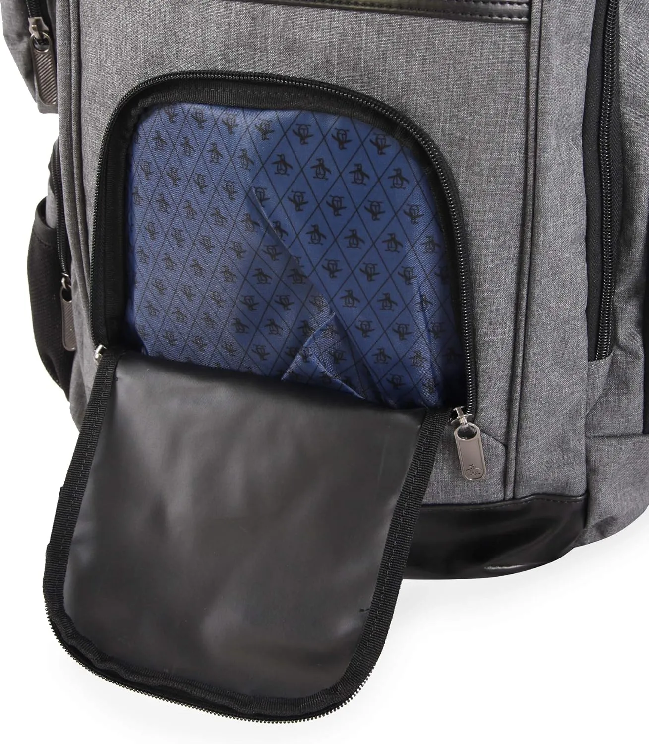 Original Penguin Men's Fletcher Laptop Backpack, Grey Crosshatch, 19 in