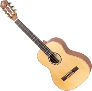 Ortega Guitars 6 String Family Series 3/4 Size Left-Handed Nylon Classical Guitar w/Bag, Spruce Top-Natural-Satin, (R121L-3/4)