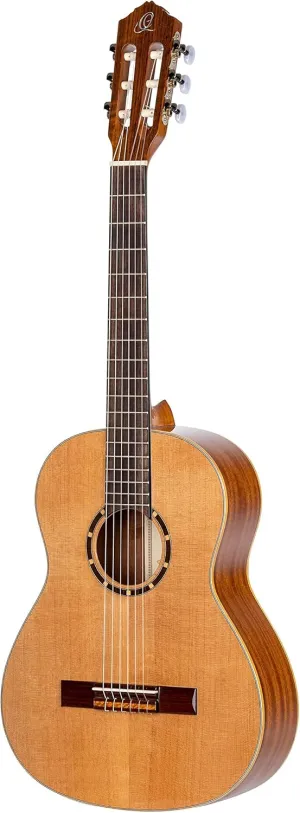 Ortega Guitars 6 String Family Series 3/4 Size Nylon Classical Guitar w/Bag, Right, Cedar Top-Natural-Gloss, (R122G-3/4)