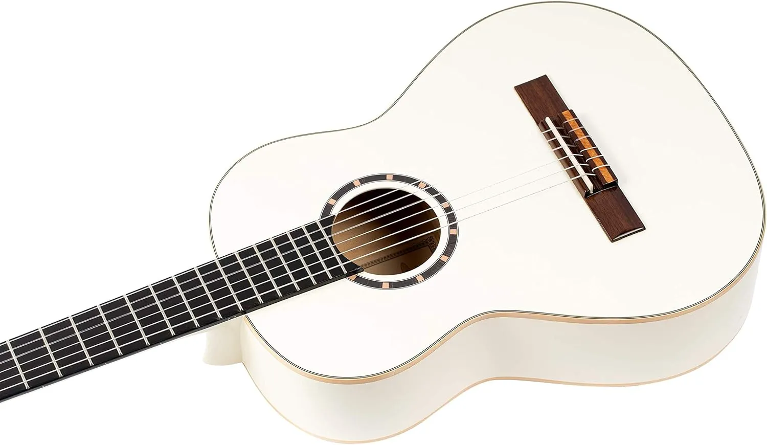 Ortega Guitars 6 String Family Series 3/4 Size Nylon Classical Guitar w/Bag, Right, Spruce Top-White-Gloss, (R121-3/4WH)