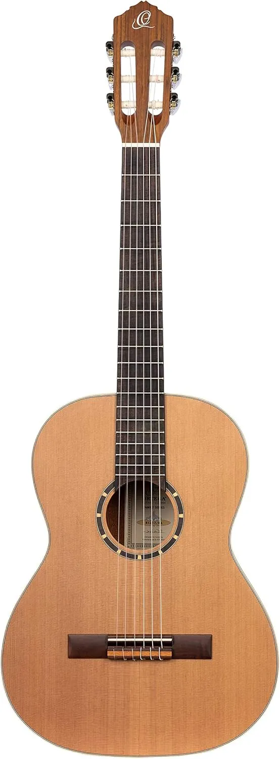 Ortega Guitars 6 String Family Series 7/8 Size Left-Handed Nylon Classical Guitar w/Bag, Cedar Top-Natural-Satin, (R122-7/8-L)