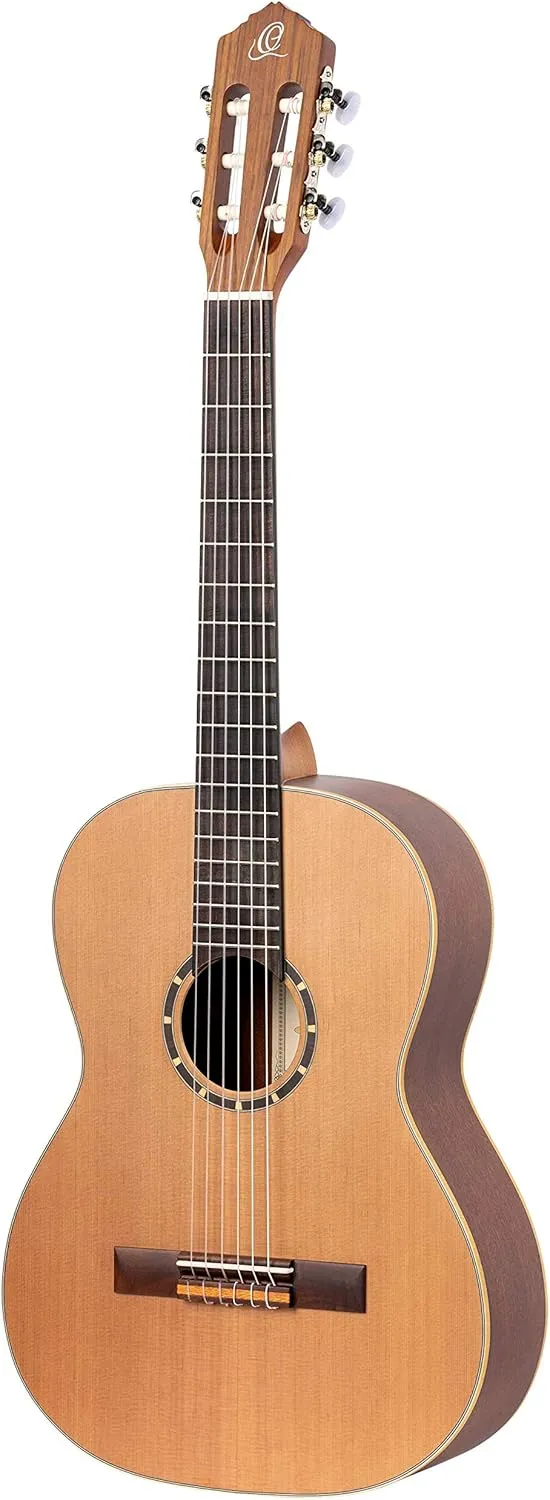 Ortega Guitars 6 String Family Series 7/8 Size Left-Handed Nylon Classical Guitar w/Bag, Cedar Top-Natural-Satin, (R122-7/8-L)
