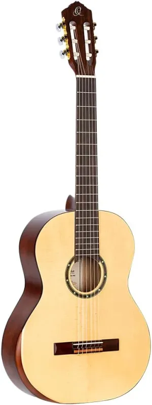 Ortega Guitars 6 String Student Series Pro w/Arm Rest Solid Top Nylon Classical Guitar, Right (R55DLX)