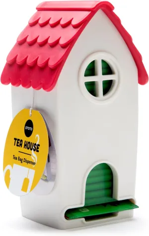 OTOTO Tea House Tea Bag Organizer - 100% Food Safe Plastic Holder - Fun Housewarming Gift - Quirky Organizer Design - White, 3.94 x 3.39 x 3.43 in