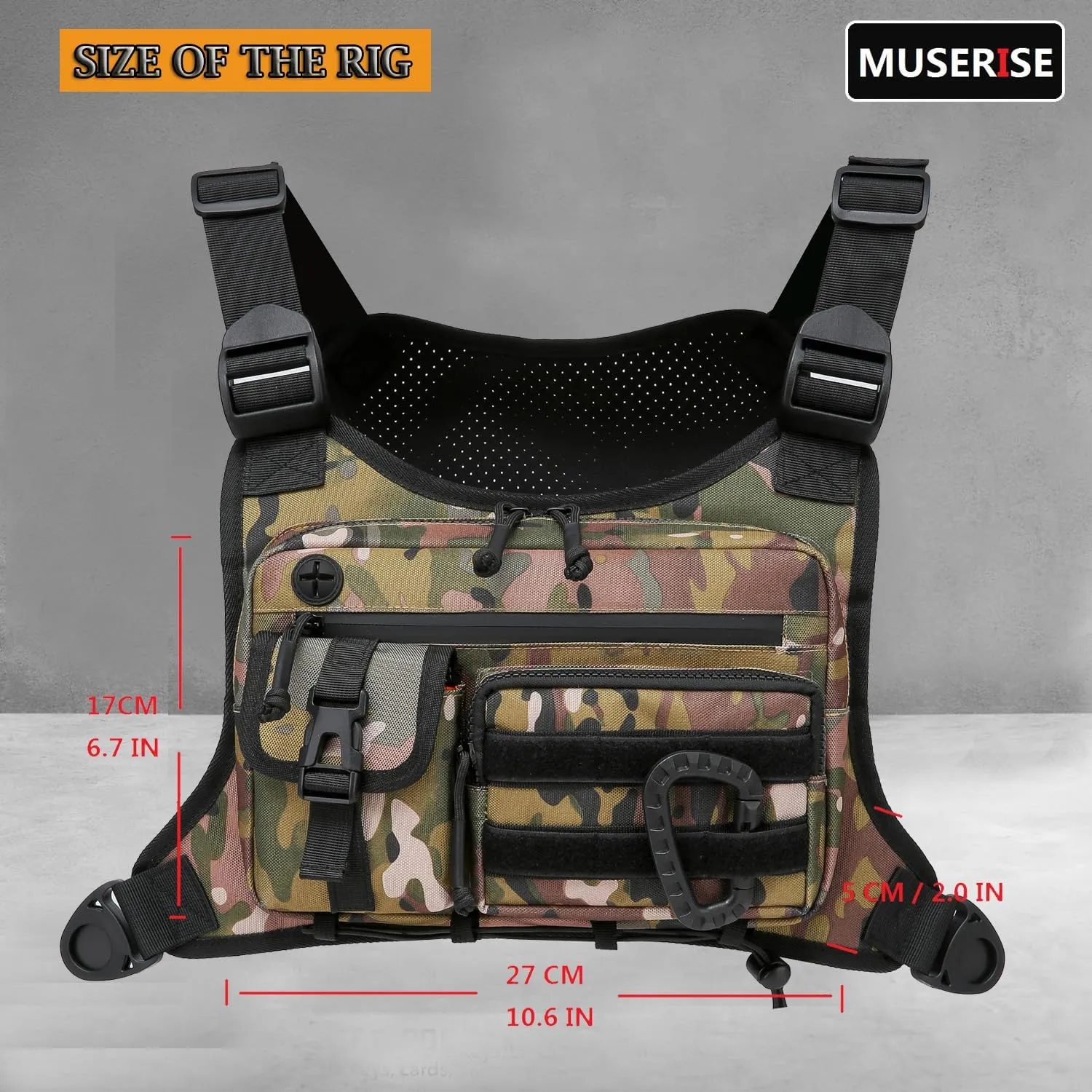 Outdoor Chest Bag For Men and Women, Tactical Vest For Running, Cycling, EDC Chest Pack Rig For Sports and Workouts