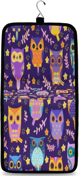 Owls Leaf Pattern Hanging Toiletry Bag Waterproof Makeup Cosmetic Bag Travel Bag Organizer for Accessories Shampoo Full Sized Container Travel-Essentials Toiletry Bag
