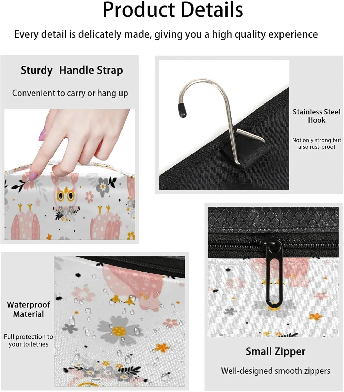Owls Paint Hanging Toiletry Bag Waterproof Makeup Cosmetic Bag Travel Bag Organizer for Accessories Shampoo Full Sized Container Travel-Essentials Toiletry Bag