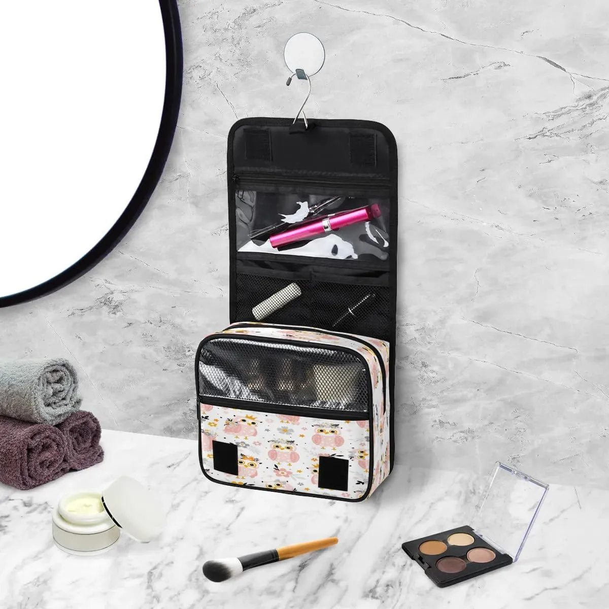 Owls Paint Hanging Toiletry Bag Waterproof Makeup Cosmetic Bag Travel Bag Organizer for Accessories Shampoo Full Sized Container Travel-Essentials Toiletry Bag