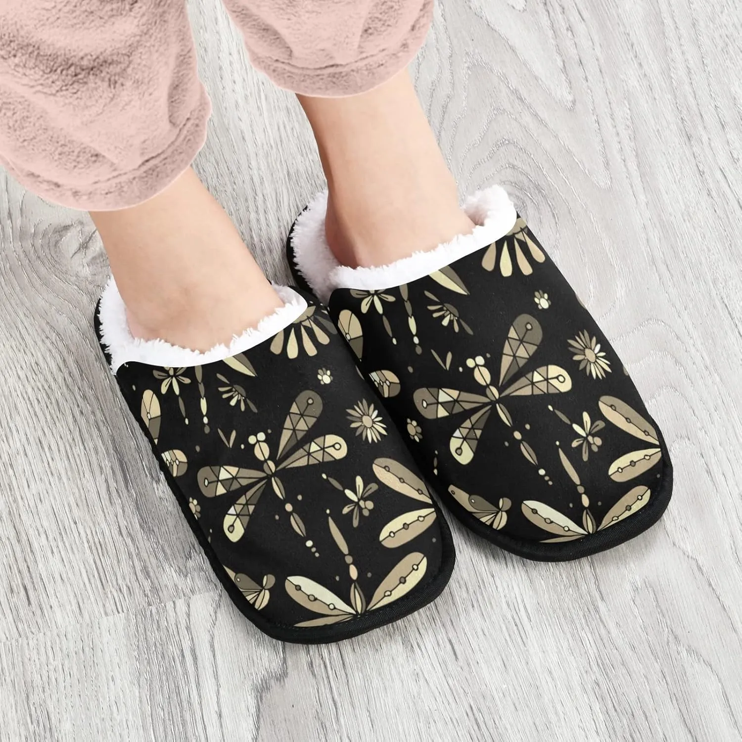 Oyihfvs Unisex Slippers Fuzzy Feet Plush Cotton Slippers Anti-Slip Warm House Shoes M/L