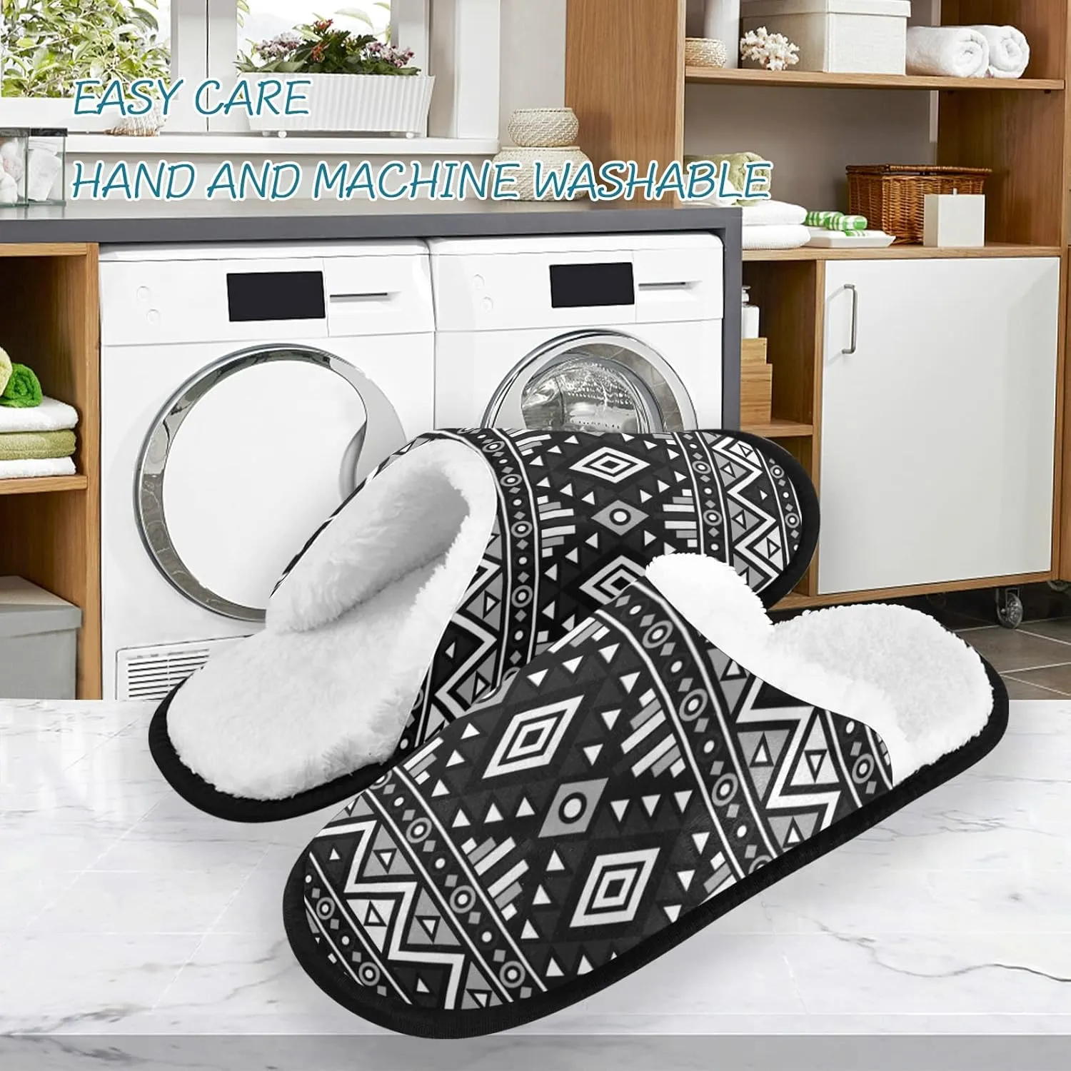 Oyihfvs Unisex Slippers Fuzzy Feet Plush Cotton Slippers Anti-Slip Warm House Shoes M/L