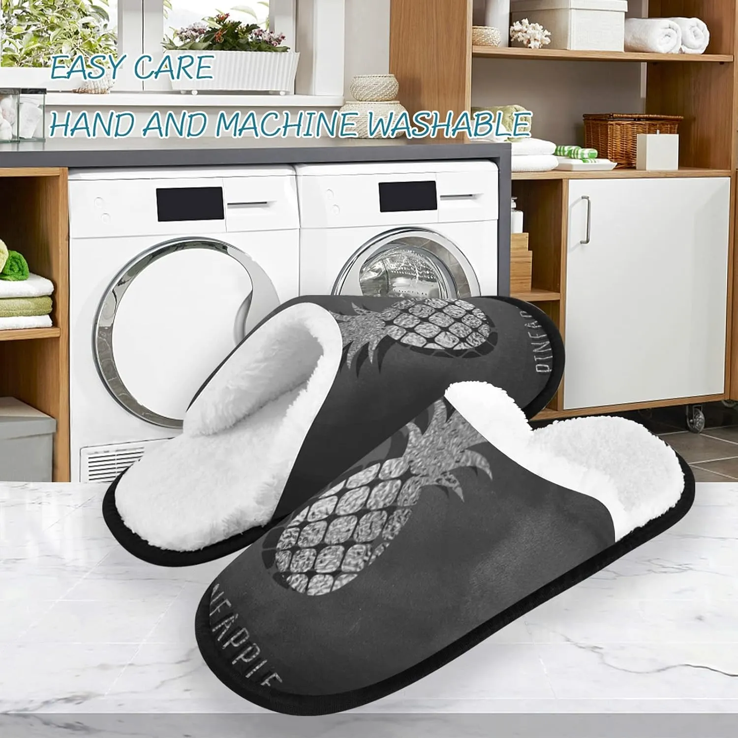 Oyihfvs Unisex Slippers Fuzzy Feet Plush Cotton Slippers Anti-Slip Warm House Shoes M/L