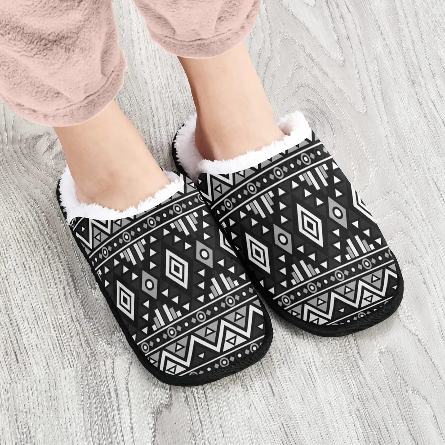 Oyihfvs Unisex Slippers Fuzzy Feet Plush Cotton Slippers Anti-Slip Warm House Shoes M/L